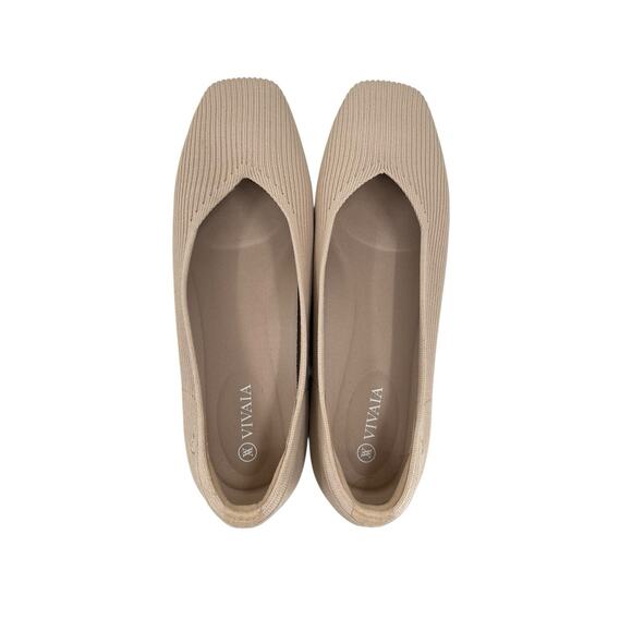 Vivaia Margot 2.0 Square Toe V-Cut Flats Almond Beige Size 39.5 W 8.5 - Picture 10 of 15